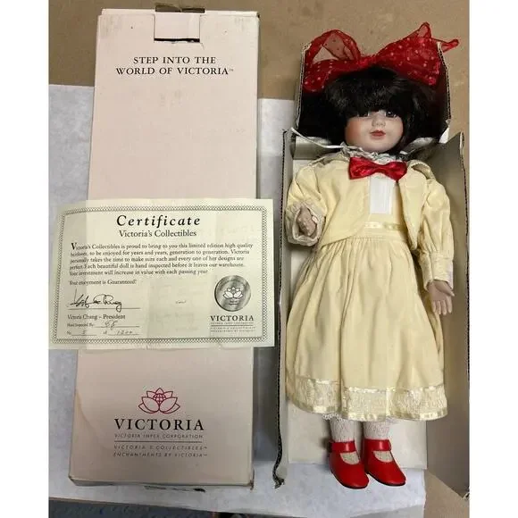 Victoria Impex Vintage 16" Porcelain Soft Body Doll, In Original Box #5/1200.